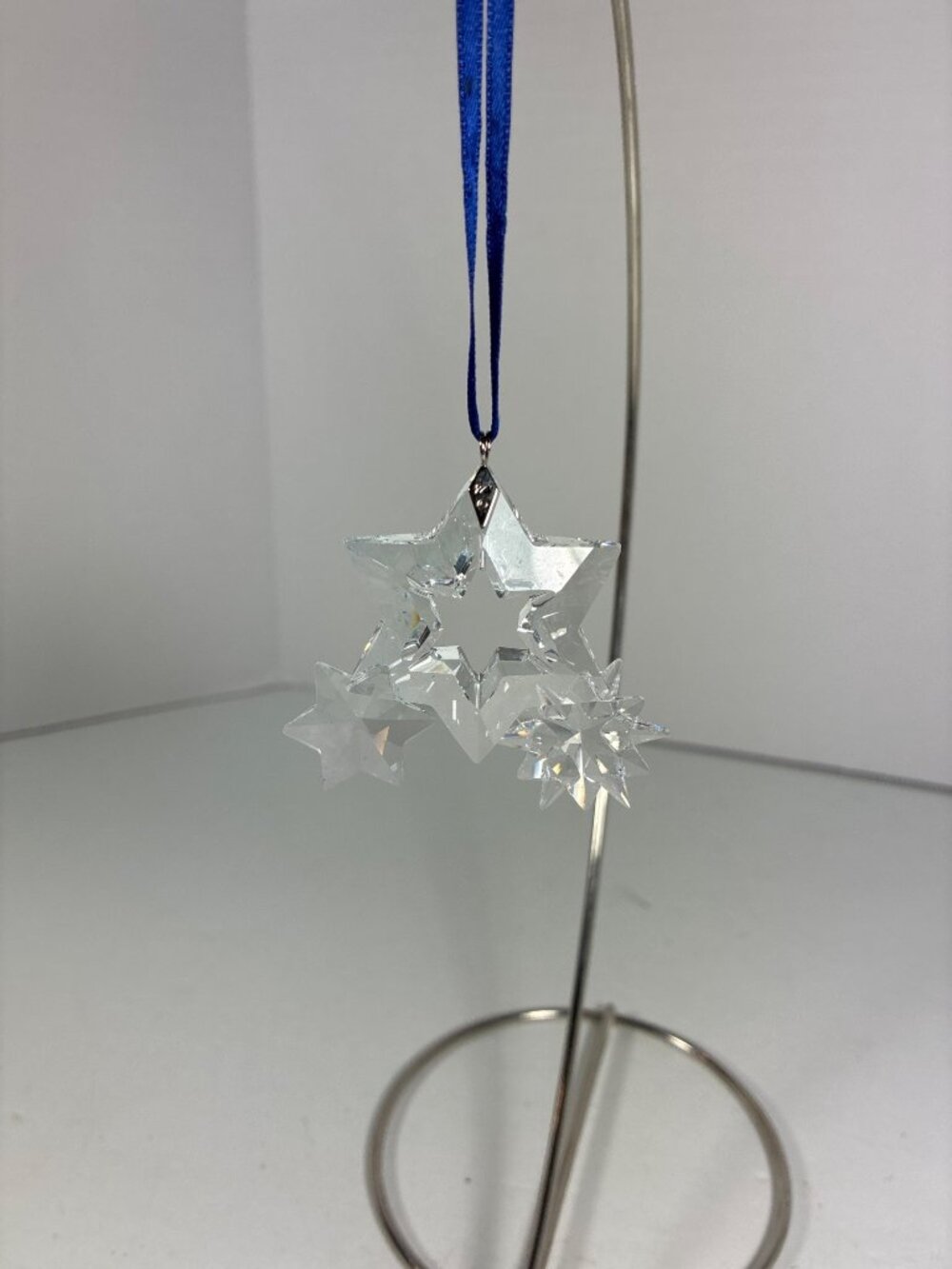 Retired Swarovski Crystal Star Christmas Ornament Blue Ribbon with Original Box - Picture 6 of 11